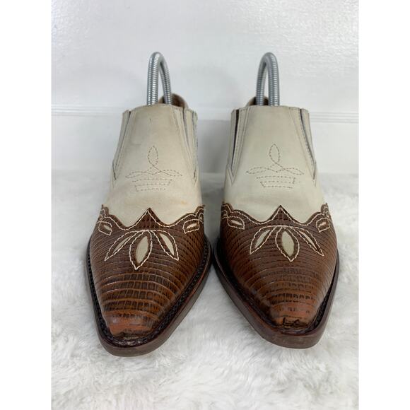 Vintage Nine West Brown Two-Tone Western Booties Women’s Size 7.5 - Picture 2 of 8